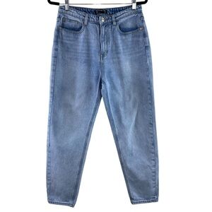 Pretty Little Thing Vintage Wash High‎ Rise Barrel Leg Mom Denim Jeans Size 8